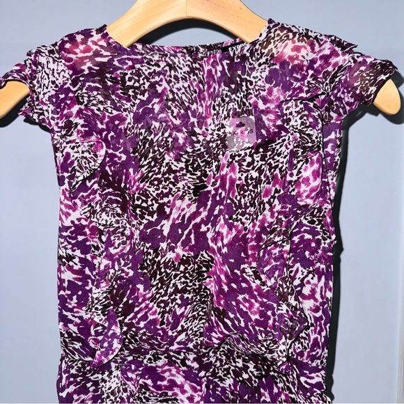 Express Purple Animal Print Ruched Sleeveless Mini Dress Size XXS NWT! - Picture 3 of 8